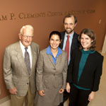 Bill Clements with Clements Center Fellows Sarah Cornell, Norwood Andrews, and Cathleen Cahill.