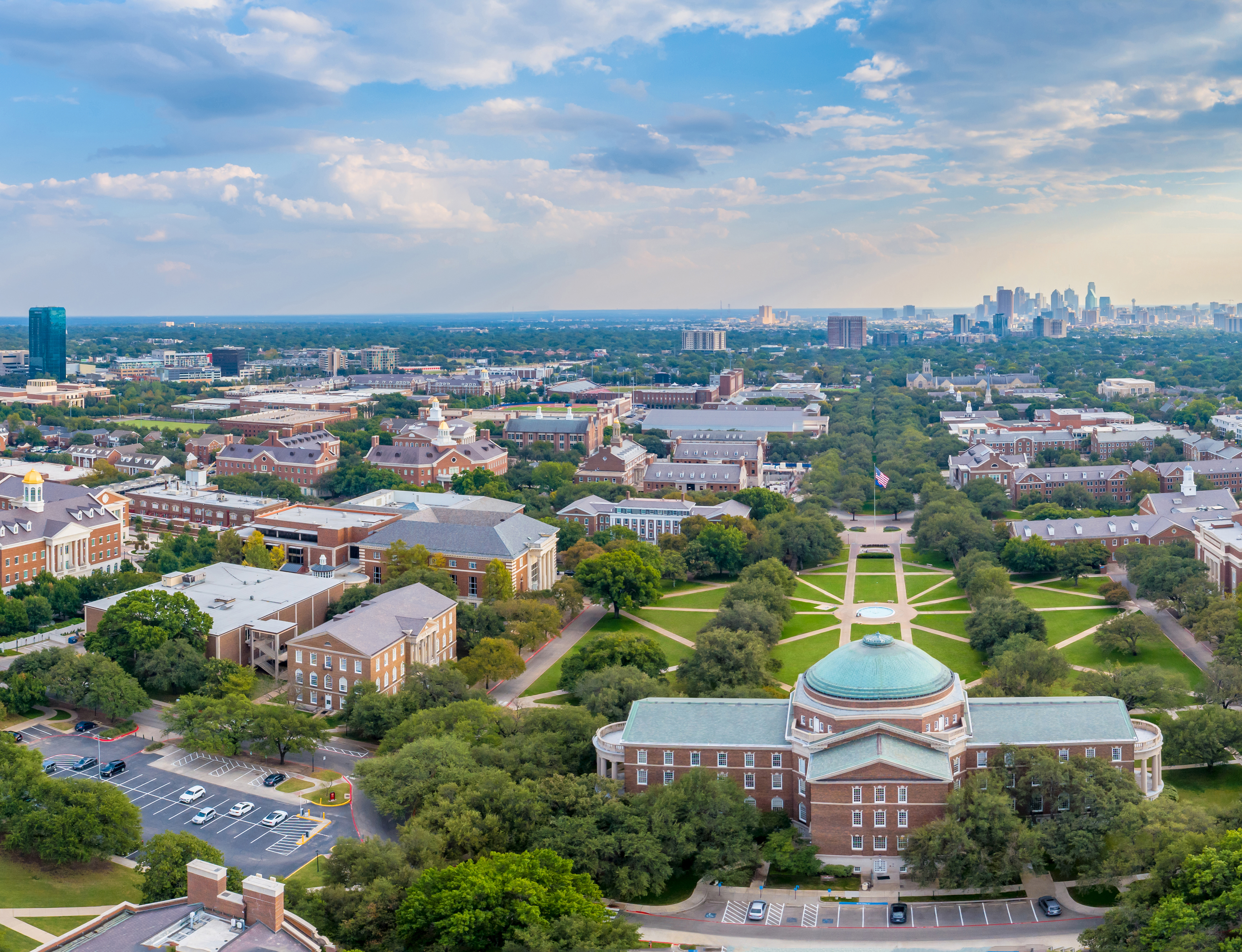 SMU Campus looking south, with Dallas in Distance