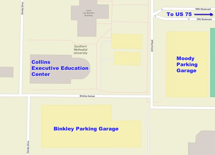 Map of Collins Building and Parking Garages