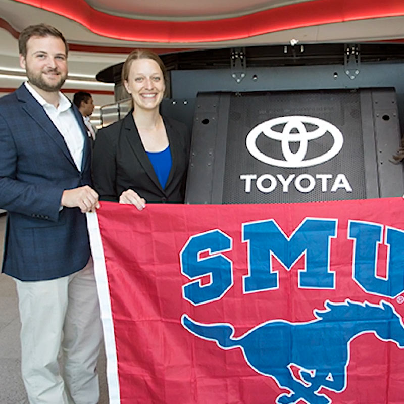 students with smu banner