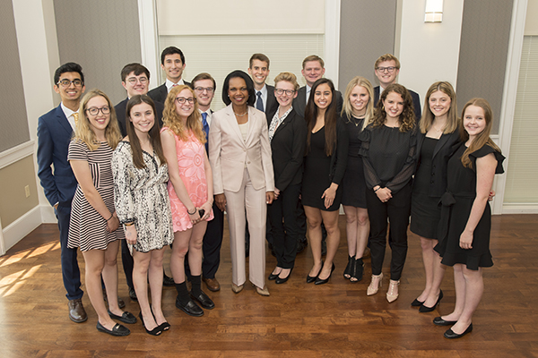 Condoleezza Rice with group of students.