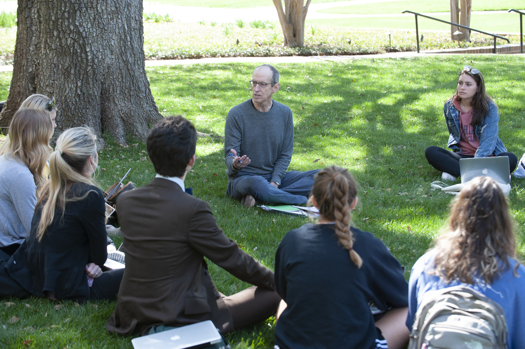 english faculty teaching out on the lawn