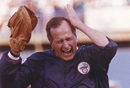 [President George H. W. Bush After Throwing Opening Pitch at Texas Rangers Opening Game]