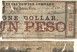 Texas Powder Company $1.00 (one dollar) private scrip from San Antonio in Bexar County