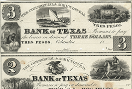 Commercial and Agricultural Bank of Texas $3.00 (three dollars) private scrip