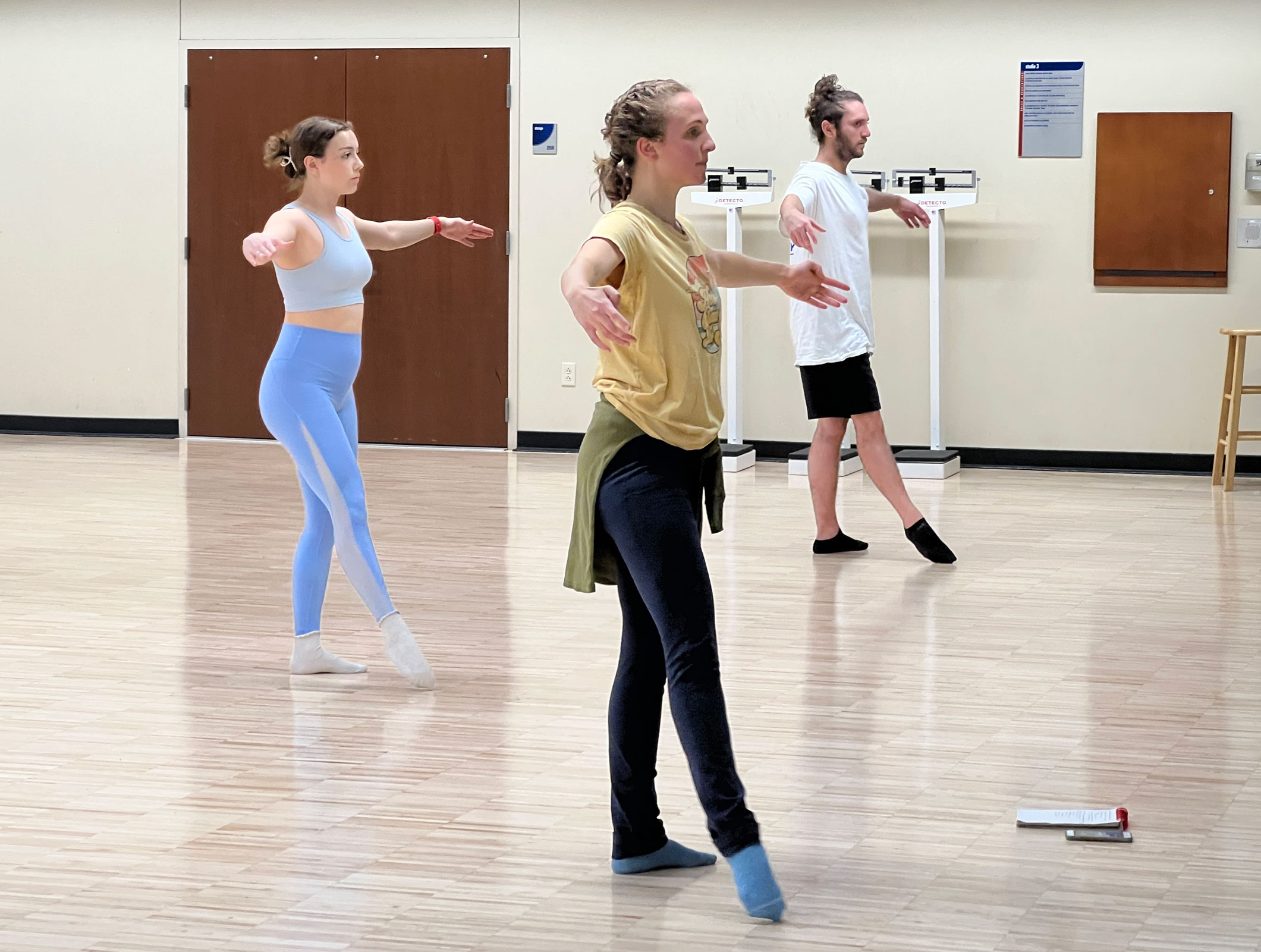 Adjunct professor Hope Endrenyi teaches choreography to her musical theatre class.