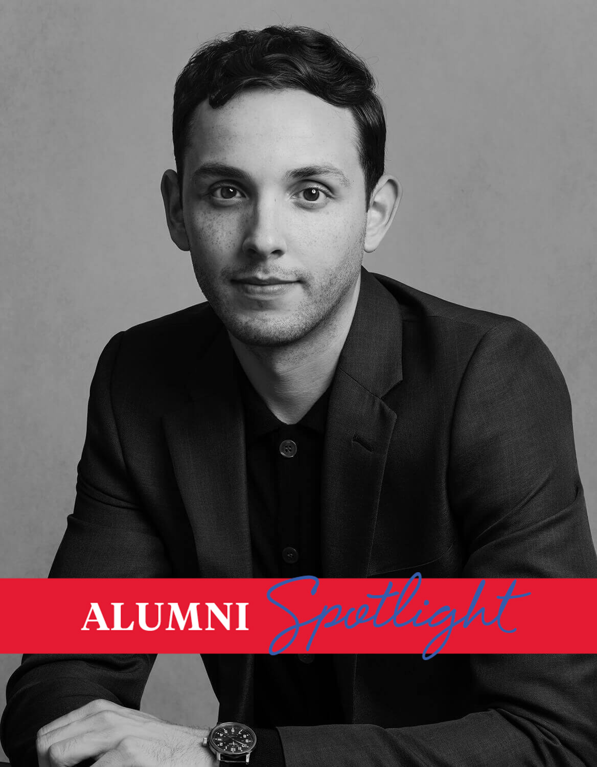 Black and white photo of music alum Adam Salas who is a professor of piano.