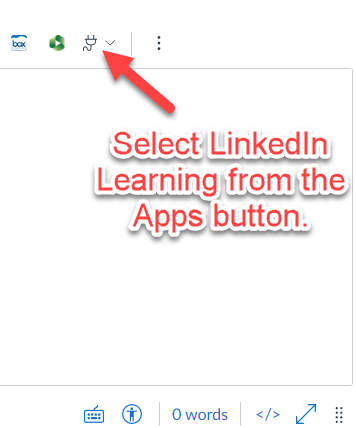 A screenshot of the Apps button in the Rich Text Editor of Canvas.