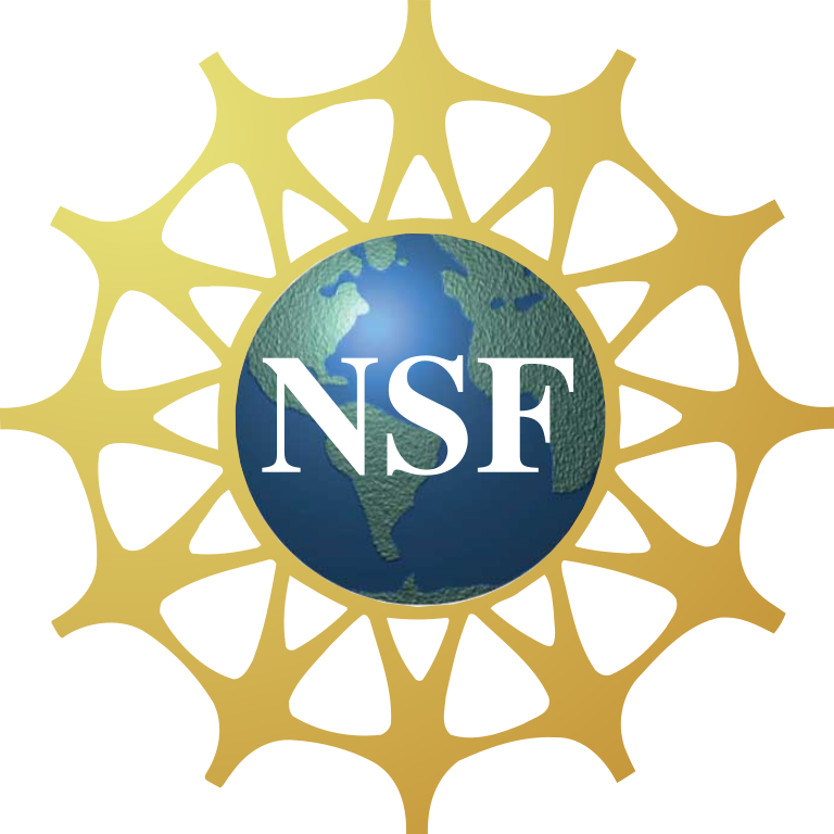 National Science Foundation logo. NSF on a globe surrounded by humans holding hands