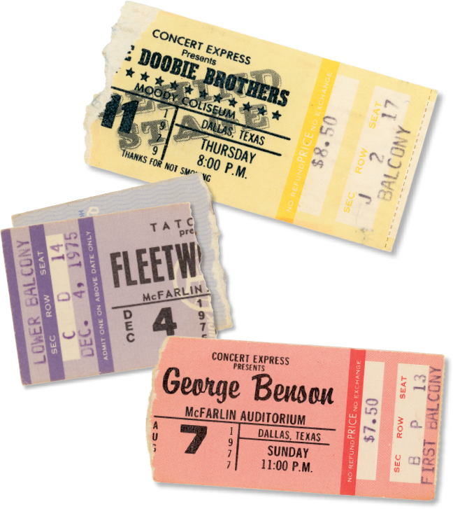 Fleetwood Mac, Doobie Brothers & George Benson ticket stubs
