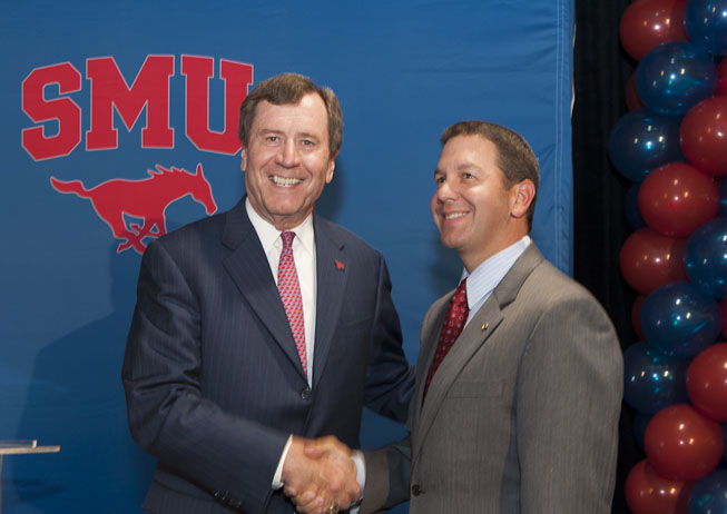 New SMU Director of Athletics Rick Hart with SMU President R. Gerald Turner