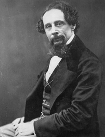 A portrait of Charles Dickens wearing a tartan waistcoat, photographed by G. Herbert Watkins in 1858