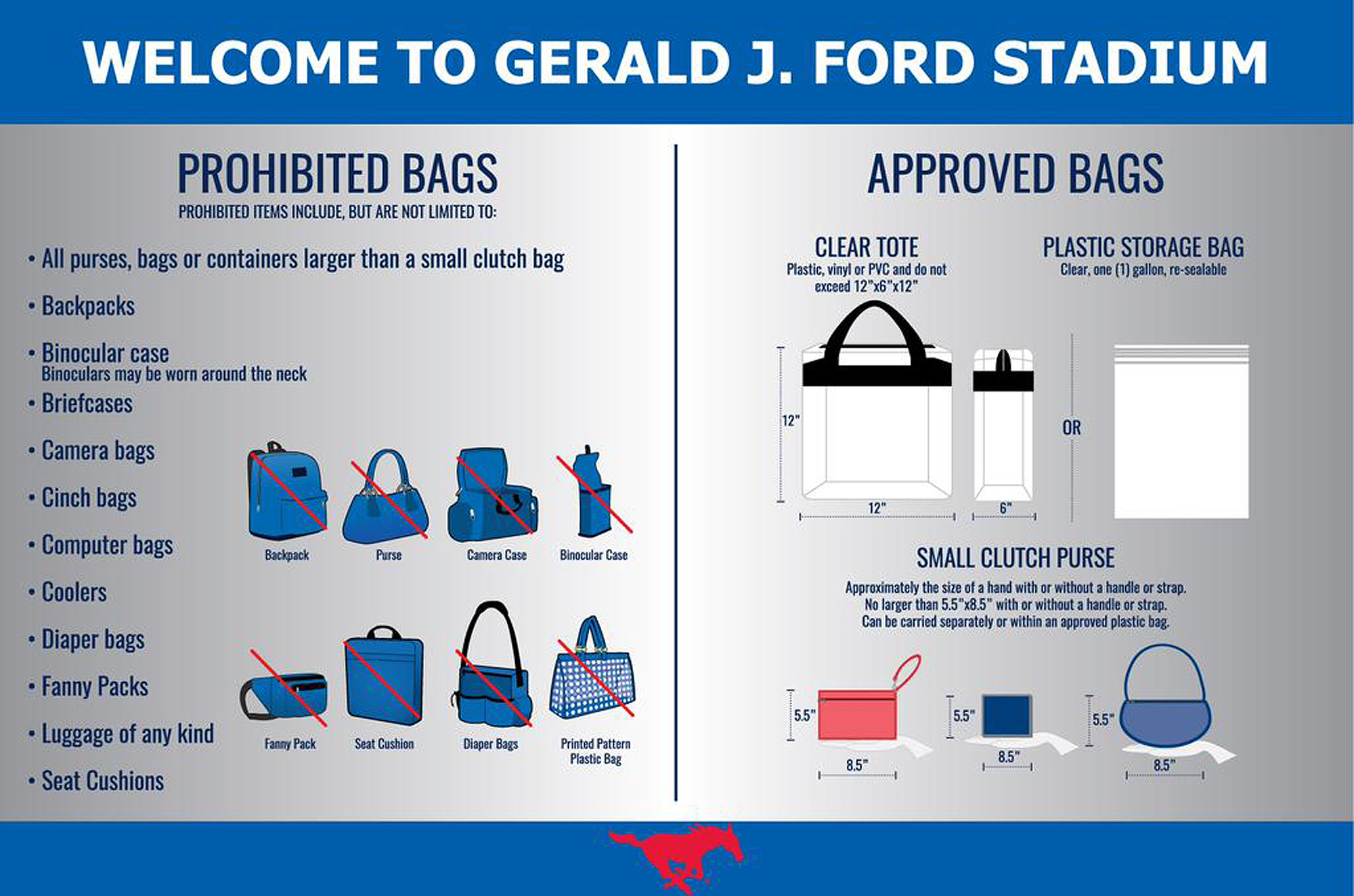 Ford Stadium Clear Bag Chart