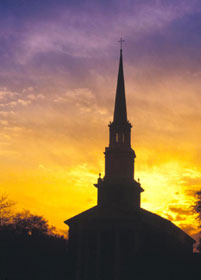 Perkins Chapel at sunset
