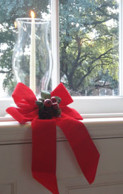 candle in Perkins Chapel window