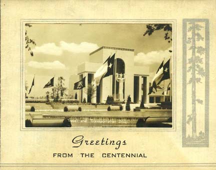 Greeting card from the Texas Centennial