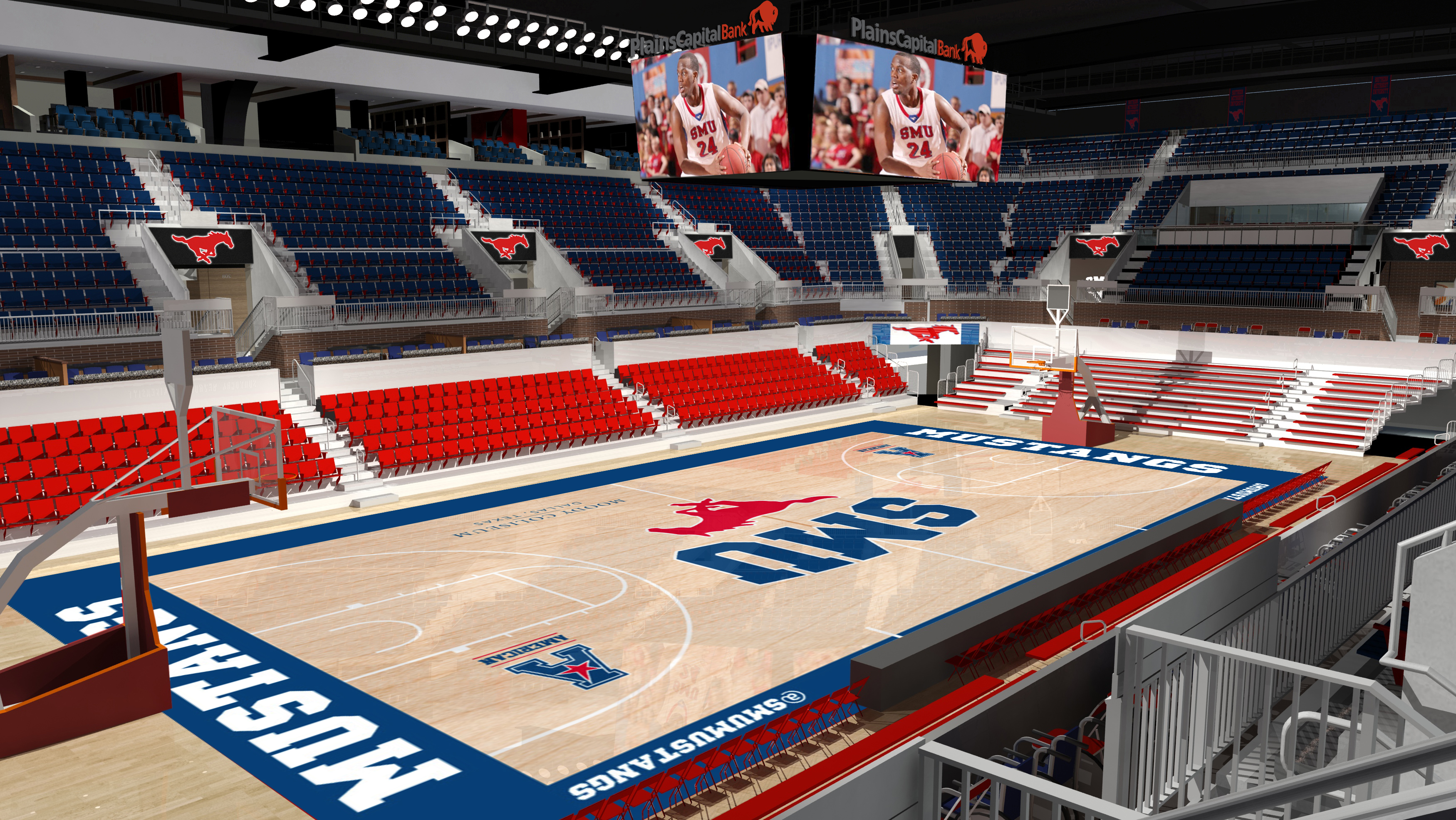 Artist's rendering of the new floor in SMU's renovated Moody Coliseum