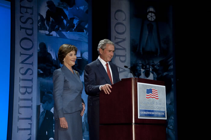 Former President Bush and former First Lady Laura Bush defined the focus of the George W. Bush Institute at an address at SMU.