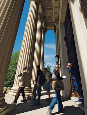 Students Walking With Columns