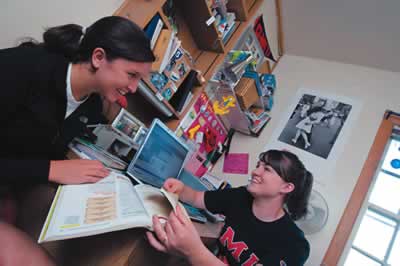 Students in a residence hall room