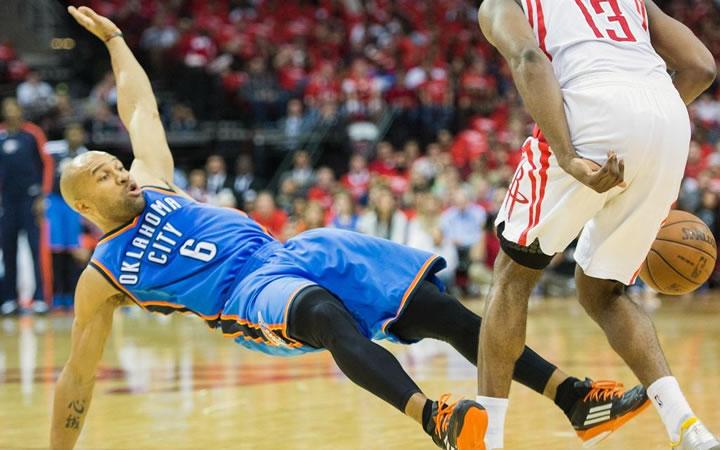 Basketball player flopping