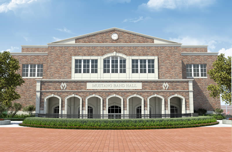 A conceptual rendering of the new Mustang Band Hall, to be located in Dedman Center for Lifetime Sports.