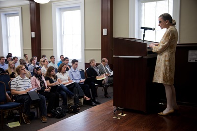Ruth Bader Ginsburg speaks to a class at SMU