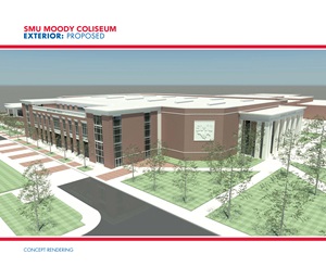 Rendering of the Exterior for SMU's Moody Coliseum
