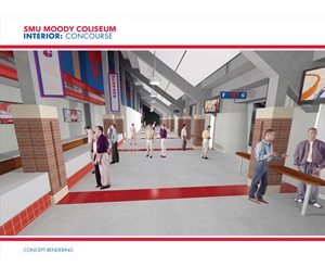 Rendering of the Interior Concourse for SMU's Moody Coliseum
