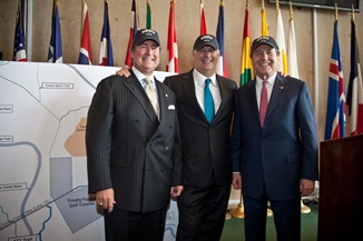 Ron Spears of AT&T, Dallas Mayor Mike Rawlings, and SMU President R. Gerald Turner