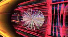 Screen shot from a CERN video animation of a heavy ion collision event.