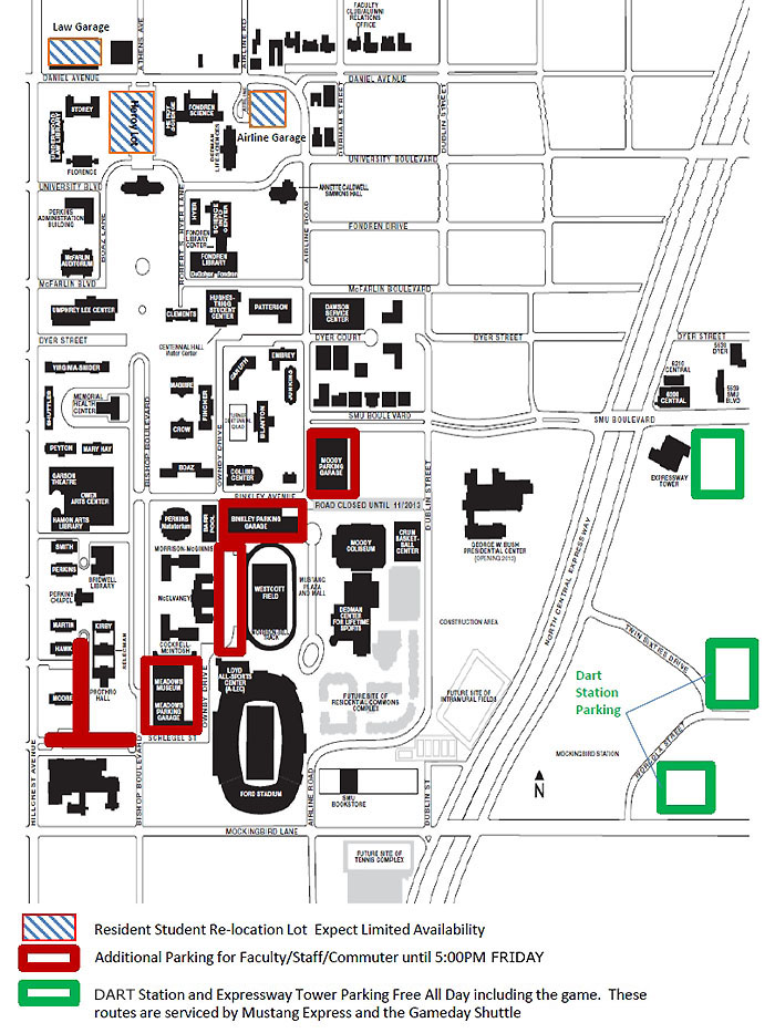 Game Day parking for faculty and staff for 30 August 2013