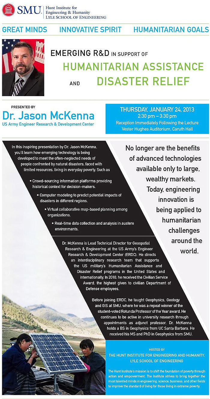 Jason McKenna lecture at SMU on 24 January 2013