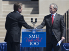 SMU President R. Gerald Turner shakes hands with Former U.S. President George W. Bush