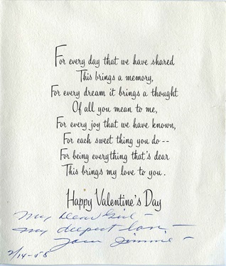 J C Penney Valentine's Day Card to his Wife