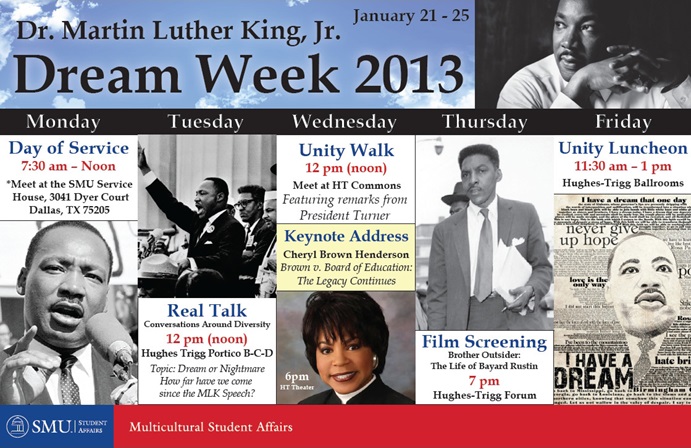 Martin Luther King Jr. Dream Week poster at SMU