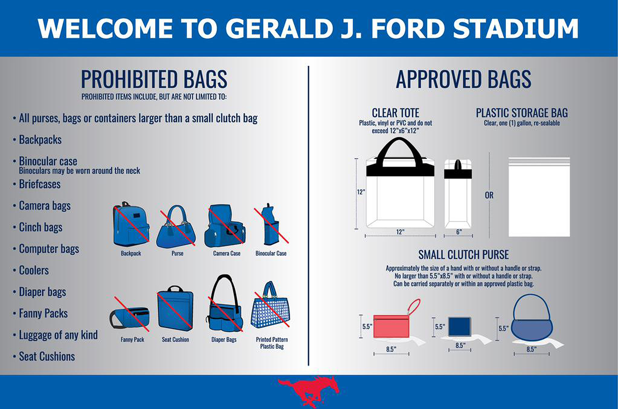 SMU making important change to items approved for carrying into Ford