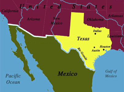 Texas-Mexico Map courtesy of Hispanically Speaking News