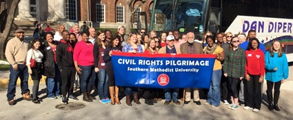SMU Civil Rights Pilgrims get on the bus to Selma