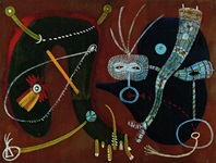 Joan Ponç (Spanish, 1927-1984), Composition, 1947. Mixed media on board. 