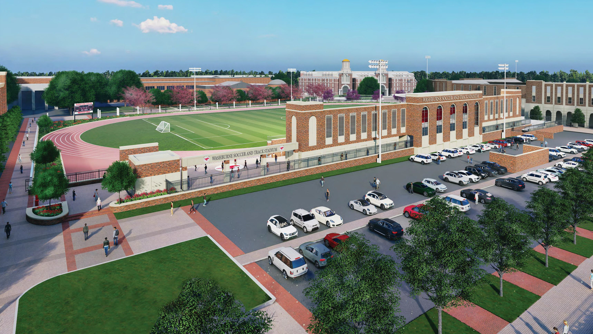 Southeast view of the Washburne Soccer and Track Stadium