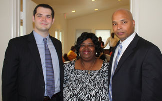Left to right are: Justin Freeman, SMU Dedman Law student, Pat Stephens, Director of Westmoreland Heights Community Center, and Darrell Guy, General Attorney for AT&T, Inc.