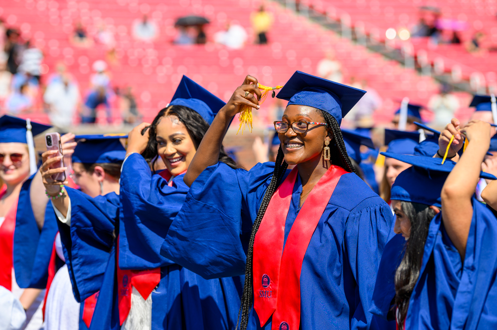 Photo of Abena Marfo ’22, at SMU’s 2022 commencement