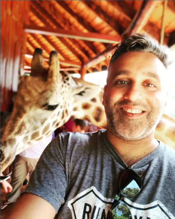 Sameer with Giraffe