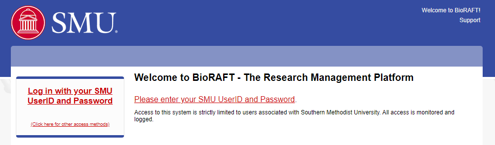 Picture of Bioraft registration page