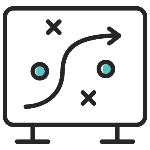 icon of a board with a simple sports play drawn on it