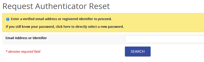 Request Authenticator Reset