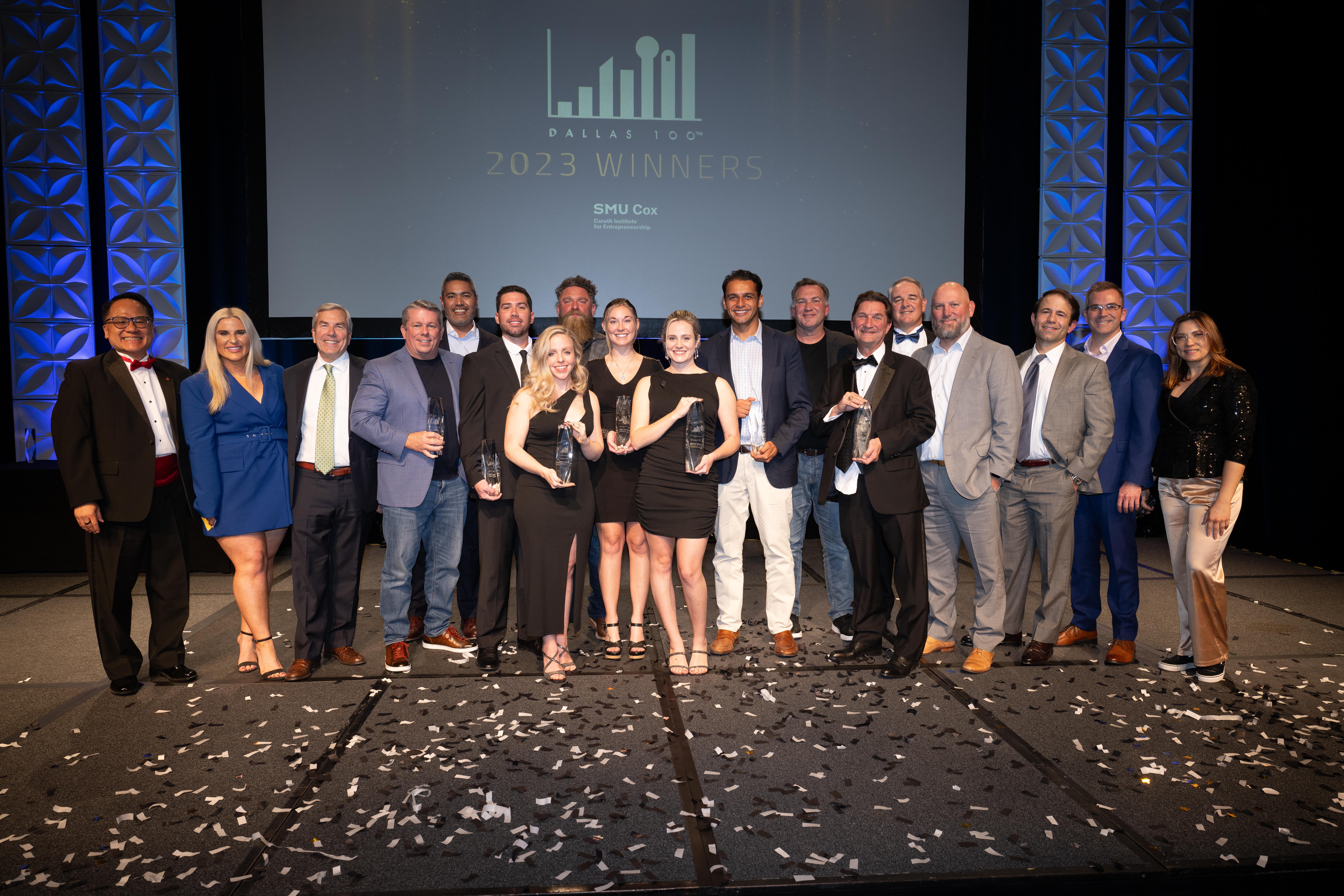 Photo of representatives of companies at 2023 Winners at Dallas 100