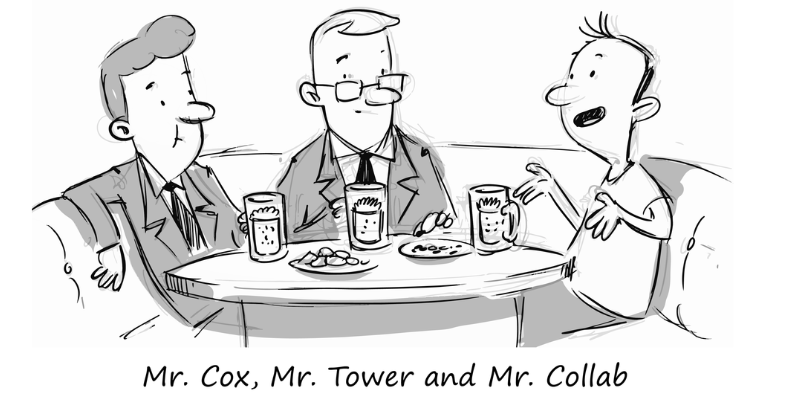 Illustration of Mr Cox Mr Tower and Mr Collab