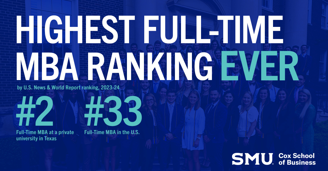 Banner of highest full-time MBA ranking ever - by US News and World Report 2023
